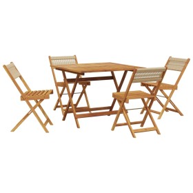 vidaXL 5-tlg. Garten-Essgruppe Polypropylen und Massivholz Beige