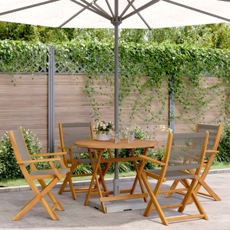 vidaXL 5-tlg. Garten-Essgruppe Polypropylen und Massivholz Grau