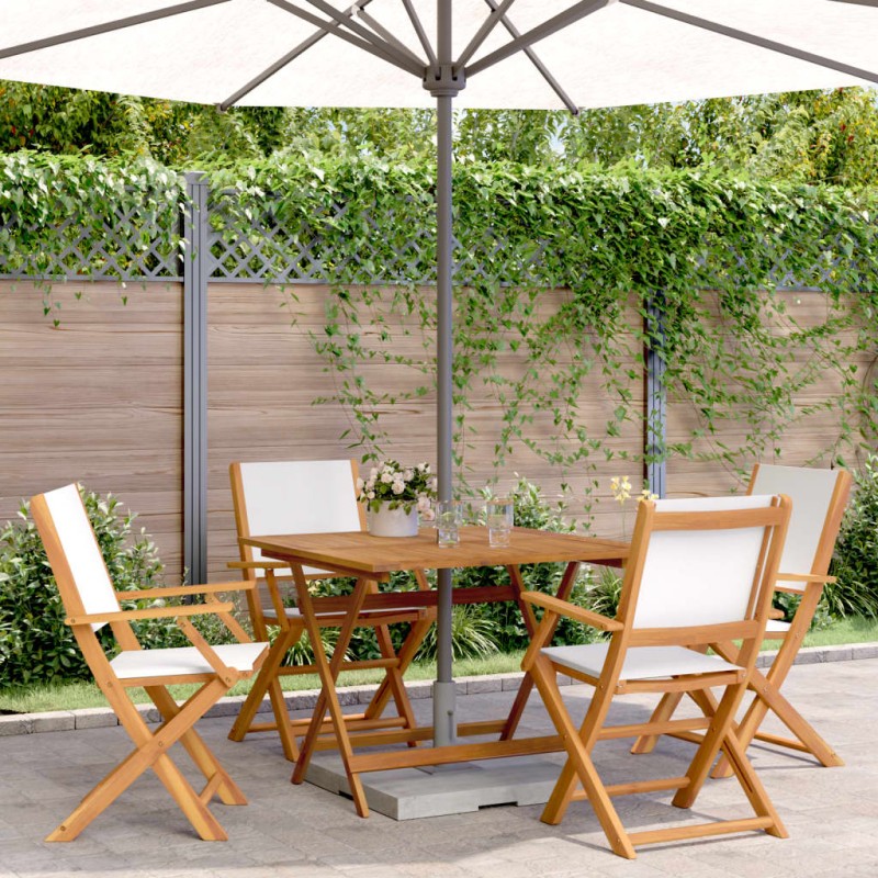 vidaXL 5-tlg. Garten-Essgruppe Stoff und Massivholz Cremeweiß vidaXL 5-tlg. Garten-Essgruppe Stoff und Massivholz Cremeweiß