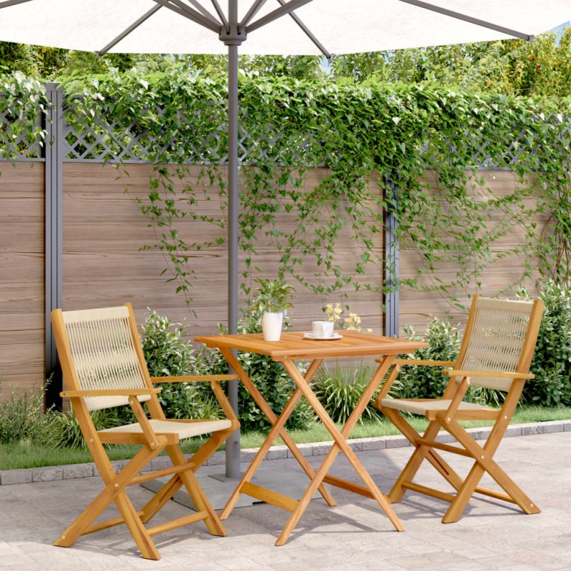 vidaXL 3-tlg. Bistro-Set Beige Polypropylen und Massivholz vidaXL 3-tlg. Bistro-Set Beige Polypropylen und Massivholz