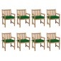 Gartenstühle 8 Stk. mit Grünen Kissen Massivholz Teak Gartenstühle 8 Stk. mit Grünen Kissen Massivholz Teak