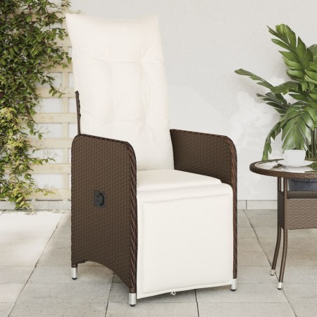 vidaXL Gartensessel Verstellbar mit Kissen Braun Poly Rattan
