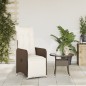 vidaXL Gartensessel Verstellbar mit Kissen Braun Poly Rattan vidaXL Gartensessel Verstellbar mit Kissen Braun Poly Rattan