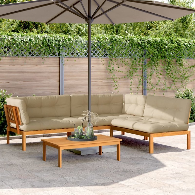 vidaXL 4-tlg. Garten-Sofagarnitur aus Paletten mit Kissen Akazienholz vidaXL 4-tlg. Garten-Sofagarnitur aus Paletten mit Kissen Akazienholz