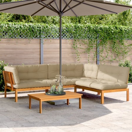 vidaXL 4-tlg. Garten-Sofagarnitur aus Paletten mit Kissen Akazienholz