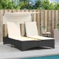 vidaXL Doppel-Sonnenliege mit Dach und Auflagen Schwarz Poly Rattan vidaXL Doppel-Sonnenliege mit Dach und Auflagen Schwarz Poly Rattan