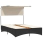 vidaXL Doppel-Sonnenliege mit Dach und Auflagen Schwarz Poly Rattan vidaXL Doppel-Sonnenliege mit Dach und Auflagen Schwarz Poly Rattan