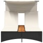 vidaXL Doppel-Sonnenliege mit Dach und Auflagen Schwarz Poly Rattan vidaXL Doppel-Sonnenliege mit Dach und Auflagen Schwarz Poly Rattan