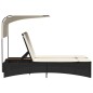vidaXL Doppel-Sonnenliege mit Dach und Auflagen Schwarz Poly Rattan vidaXL Doppel-Sonnenliege mit Dach und Auflagen Schwarz Poly Rattan