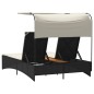 vidaXL Doppel-Sonnenliege mit Dach und Auflagen Schwarz Poly Rattan vidaXL Doppel-Sonnenliege mit Dach und Auflagen Schwarz Poly Rattan
