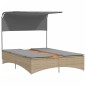 vidaXL Doppel-Sonnenliege mit Dach und Auflagen Beige Poly Rattan vidaXL Doppel-Sonnenliege mit Dach und Auflagen Beige Poly Rattan