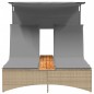 vidaXL Doppel-Sonnenliege mit Dach und Auflagen Beige Poly Rattan vidaXL Doppel-Sonnenliege mit Dach und Auflagen Beige Poly Rattan
