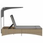 vidaXL Doppel-Sonnenliege mit Dach und Auflagen Beige Poly Rattan vidaXL Doppel-Sonnenliege mit Dach und Auflagen Beige Poly Rattan