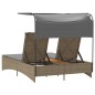 vidaXL Doppel-Sonnenliege mit Dach und Auflagen Beige Poly Rattan vidaXL Doppel-Sonnenliege mit Dach und Auflagen Beige Poly Rattan