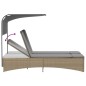 vidaXL Doppel-Sonnenliege mit Dach und Auflagen Beige Poly Rattan vidaXL Doppel-Sonnenliege mit Dach und Auflagen Beige Poly Rattan