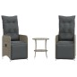 vidaXL Outdoor-Lehnstühle 2 Stk. mit Tisch Grau Poly Rattan vidaXL Outdoor-Lehnstühle 2 Stk. mit Tisch Grau Poly Rattan