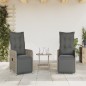vidaXL Outdoor-Lehnstühle 2 Stk. mit Tisch Grau Poly Rattan vidaXL Outdoor-Lehnstühle 2 Stk. mit Tisch Grau Poly Rattan