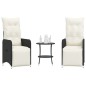 vidaXL Outdoor-Lehnstühle 2 Stk. mit Tisch Schwarz Poly-Rattan vidaXL Outdoor-Lehnstühle 2 Stk. mit Tisch Schwarz Poly-Rattan