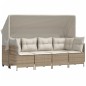vidaXL 5-tlg. Garten-Sofagarnitur mit Kissen Beige Poly Rattan vidaXL 5-tlg. Garten-Sofagarnitur mit Kissen Beige Poly Rattan