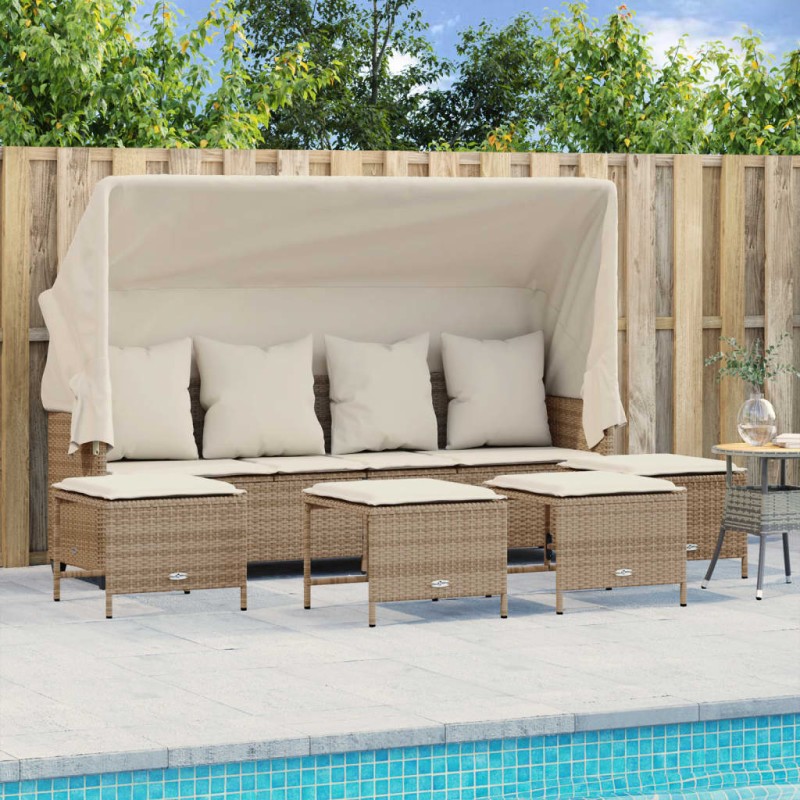 vidaXL 5-tlg. Garten-Sofagarnitur mit Kissen Beige Poly Rattan vidaXL 5-tlg. Garten-Sofagarnitur mit Kissen Beige Poly Rattan