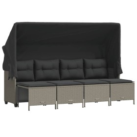 vidaXL 5-tlg. Garten-Sofagarnitur mit Kissen Hellgrau Poly Rattan