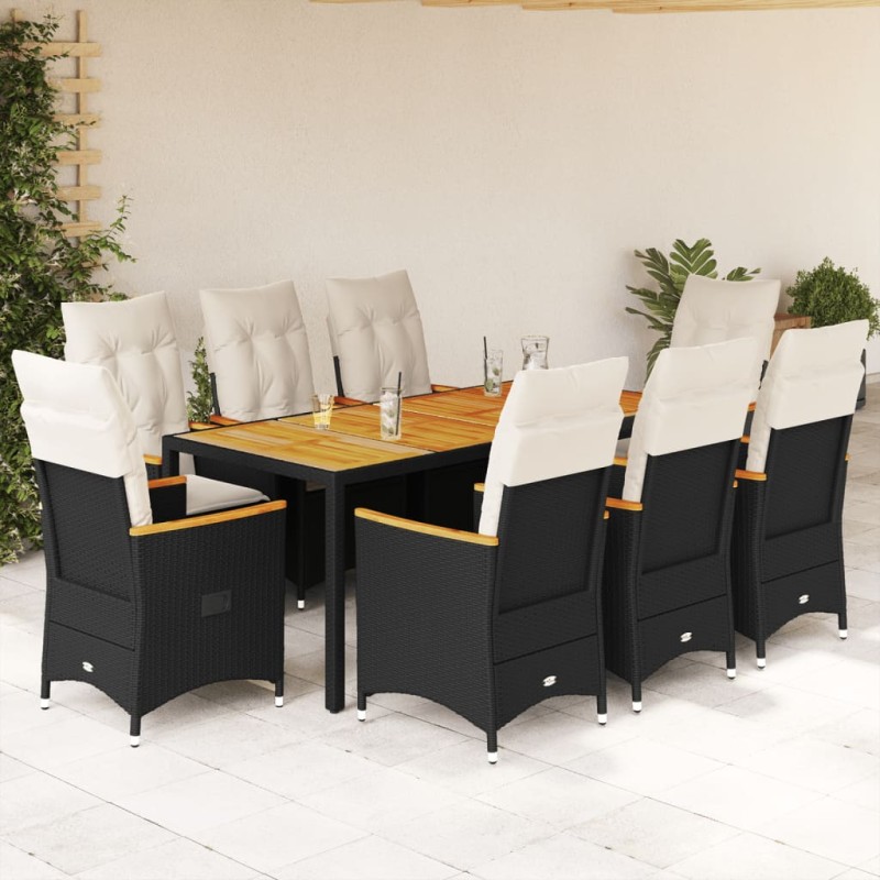 vidaXL 9-tlg. Garten-Essgruppe mit Kissen Schwarz Poly Rattan vidaXL 9-tlg. Garten-Essgruppe mit Kissen Schwarz Poly Rattan