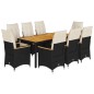 vidaXL 9-tlg. Garten-Essgruppe mit Kissen Schwarz Poly Rattan vidaXL 9-tlg. Garten-Essgruppe mit Kissen Schwarz Poly Rattan
