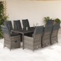 vidaXL 9-tlg. Garten-Essgruppe mit Kissen Grau Poly Rattan vidaXL 9-tlg. Garten-Essgruppe mit Kissen Grau Poly Rattan