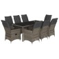 vidaXL 9-tlg. Garten-Essgruppe mit Kissen Grau Poly Rattan vidaXL 9-tlg. Garten-Essgruppe mit Kissen Grau Poly Rattan