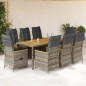 vidaXL 9-tlg. Garten-Essgruppe mit Kissen Grau Poly Rattan vidaXL 9-tlg. Garten-Essgruppe mit Kissen Grau Poly Rattan