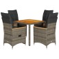 vidaXL 5-tlg. Garten-Essgruppe mit Kissen Grau Poly Rattan vidaXL 5-tlg. Garten-Essgruppe mit Kissen Grau Poly Rattan