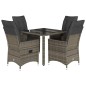 vidaXL 5-tlg. Garten-Essgruppe mit Kissen Grau Poly Rattan vidaXL 5-tlg. Garten-Essgruppe mit Kissen Grau Poly Rattan