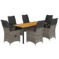 vidaXL 7-tlg. Garten-Essgruppe mit Kissen Grau Poly Rattan vidaXL 7-tlg. Garten-Essgruppe mit Kissen Grau Poly Rattan