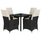 vidaXL 5-tlg. Garten-Essgruppe mit Kissen Schwarz Poly Rattan vidaXL 5-tlg. Garten-Essgruppe mit Kissen Schwarz Poly Rattan