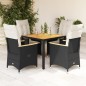 vidaXL 5-tlg. Garten-Essgruppe mit Kissen Schwarz Poly Rattan vidaXL 5-tlg. Garten-Essgruppe mit Kissen Schwarz Poly Rattan