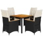vidaXL 5-tlg. Garten-Essgruppe mit Kissen Schwarz Poly Rattan vidaXL 5-tlg. Garten-Essgruppe mit Kissen Schwarz Poly Rattan