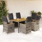 vidaXL 7-tlg. Garten-Essgruppe mit Kissen Grau Poly Rattan vidaXL 7-tlg. Garten-Essgruppe mit Kissen Grau Poly Rattan