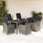 vidaXL 7-tlg. Garten-Essgruppe mit Kissen Grau Poly Rattan vidaXL 7-tlg. Garten-Essgruppe mit Kissen Grau Poly Rattan