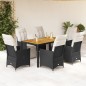 vidaXL 7-tlg. Garten-Essgruppe mit Kissen Schwarz Poly Rattan vidaXL 7-tlg. Garten-Essgruppe mit Kissen Schwarz Poly Rattan