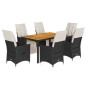 vidaXL 7-tlg. Garten-Essgruppe mit Kissen Schwarz Poly Rattan vidaXL 7-tlg. Garten-Essgruppe mit Kissen Schwarz Poly Rattan