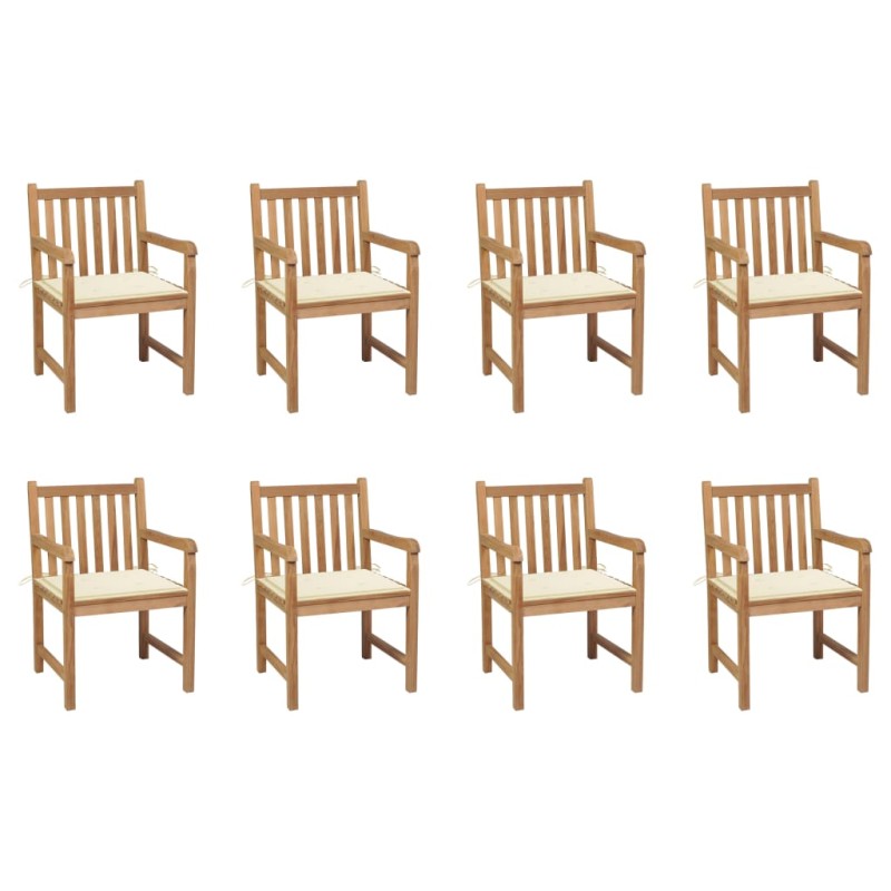 Gartenstühle 8 Stk. mit Creme Kissen Massivholz Teak Gartenstühle 8 Stk. mit Creme Kissen Massivholz Teak