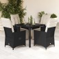 vidaXL 5-tlg. Garten-Essgruppe mit Kissen Schwarz Poly Rattan vidaXL 5-tlg. Garten-Essgruppe mit Kissen Schwarz Poly Rattan