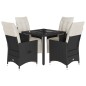 vidaXL 5-tlg. Garten-Essgruppe mit Kissen Schwarz Poly Rattan vidaXL 5-tlg. Garten-Essgruppe mit Kissen Schwarz Poly Rattan