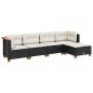 vidaXL 5-tlg. Garten-Sofagarnitur mit Kissen Schwarz Poly Rattan vidaXL 5-tlg. Garten-Sofagarnitur mit Kissen Schwarz Poly Rattan