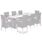 vidaXL 9-tlg. Garten-Essgruppe mit Kissen Grau Poly Rattan vidaXL 9-tlg. Garten-Essgruppe mit Kissen Grau Poly Rattan