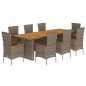 vidaXL 9-tlg. Garten-Essgruppe mit Kissen Grau Poly Rattan vidaXL 9-tlg. Garten-Essgruppe mit Kissen Grau Poly Rattan