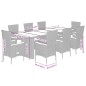 vidaXL 9-tlg. Garten-Essgruppe mit Kissen Grau Poly Rattan vidaXL 9-tlg. Garten-Essgruppe mit Kissen Grau Poly Rattan