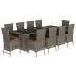 vidaXL 11-tlg. Garten-Essgruppe mit Kissen Grau Poly Rattan vidaXL 11-tlg. Garten-Essgruppe mit Kissen Grau Poly Rattan
