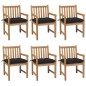 vidaXL Gartenstühle 6 Stk. mit Schwarzen Kissen Massivholz Teak vidaXL Gartenstühle 6 Stk. mit Schwarzen Kissen Massivholz Teak