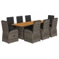 vidaXL 9-tlg. Garten-Essgruppe mit Kissen Grau Poly Rattan vidaXL 9-tlg. Garten-Essgruppe mit Kissen Grau Poly Rattan